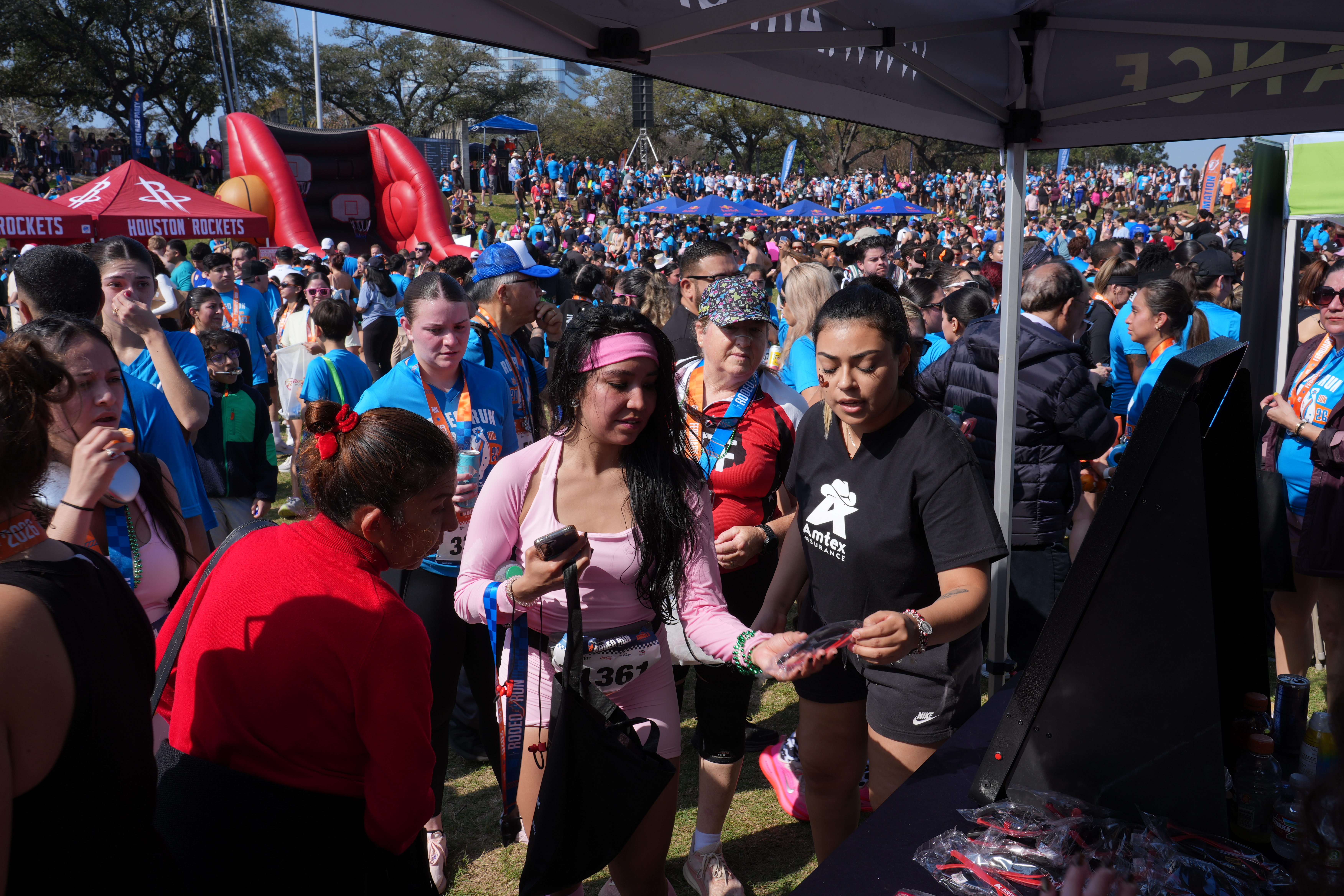 Amtex team members with families at a community event